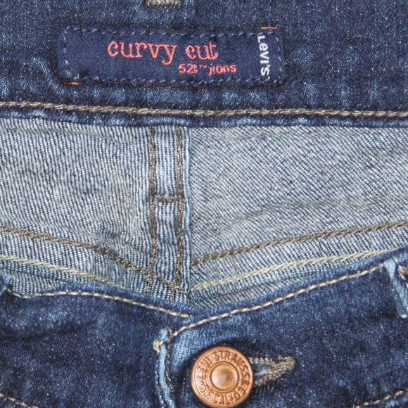 LEVIS CURVY CUT 528 LOW RISE DARK DENIM JEANS SZ 9 M JUNIORS BOOT CUT WIDE *RAW - Picture 8 of 16